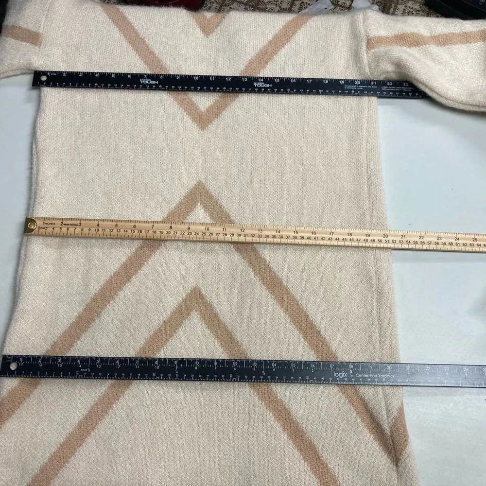 STEVE MADDEN Women’s Long Cardigan Sweater Shrug Size OSFM‎ Cream & Tan - Image 9