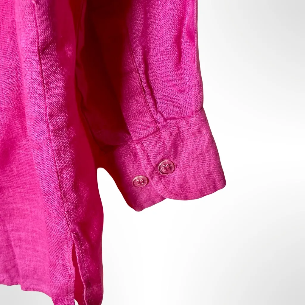 Bella Tu Pink Ombre Linen Button Down Shirt Large Romantic Boho Indie Coastal Size M - Image 5