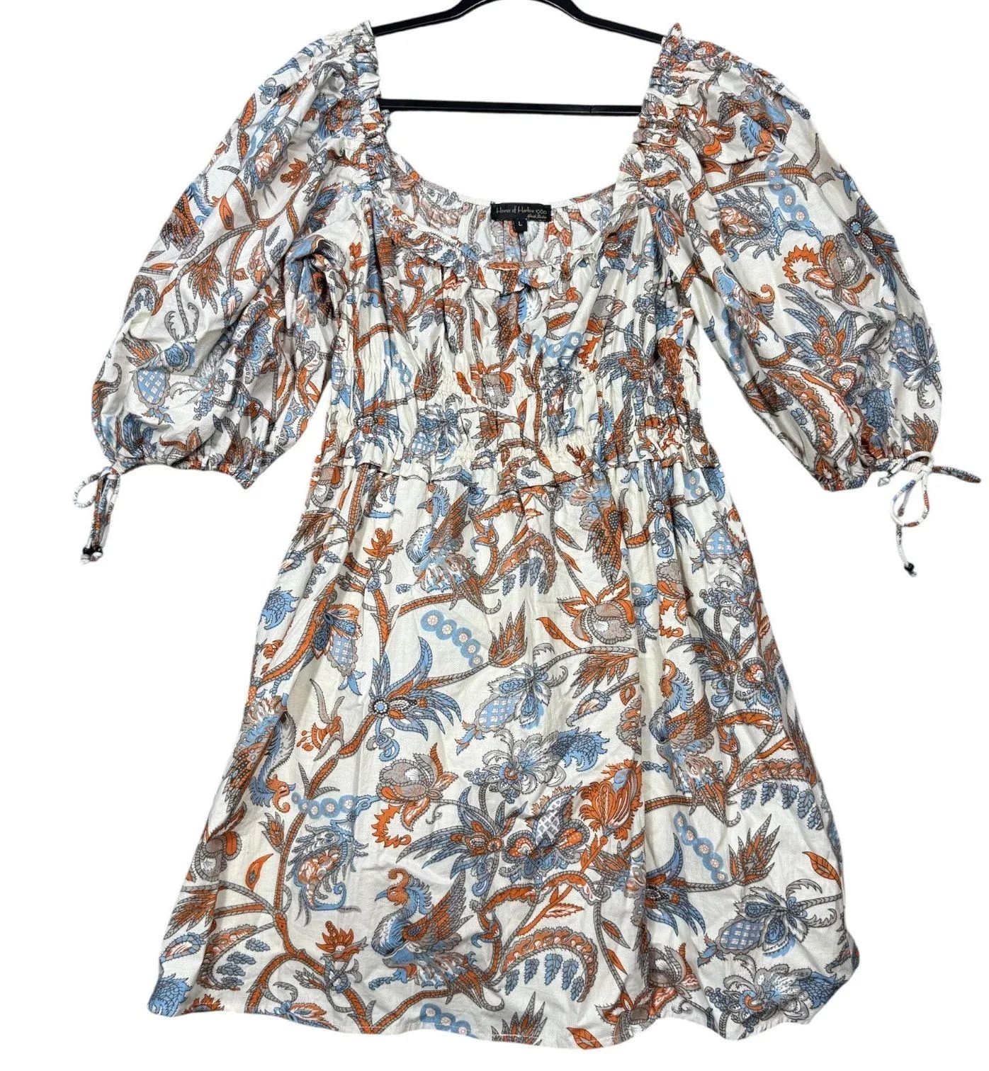 House of Harlow 1960 Nicole Richie Boho Floral Cotton Peasant Dress Size L - Image 2