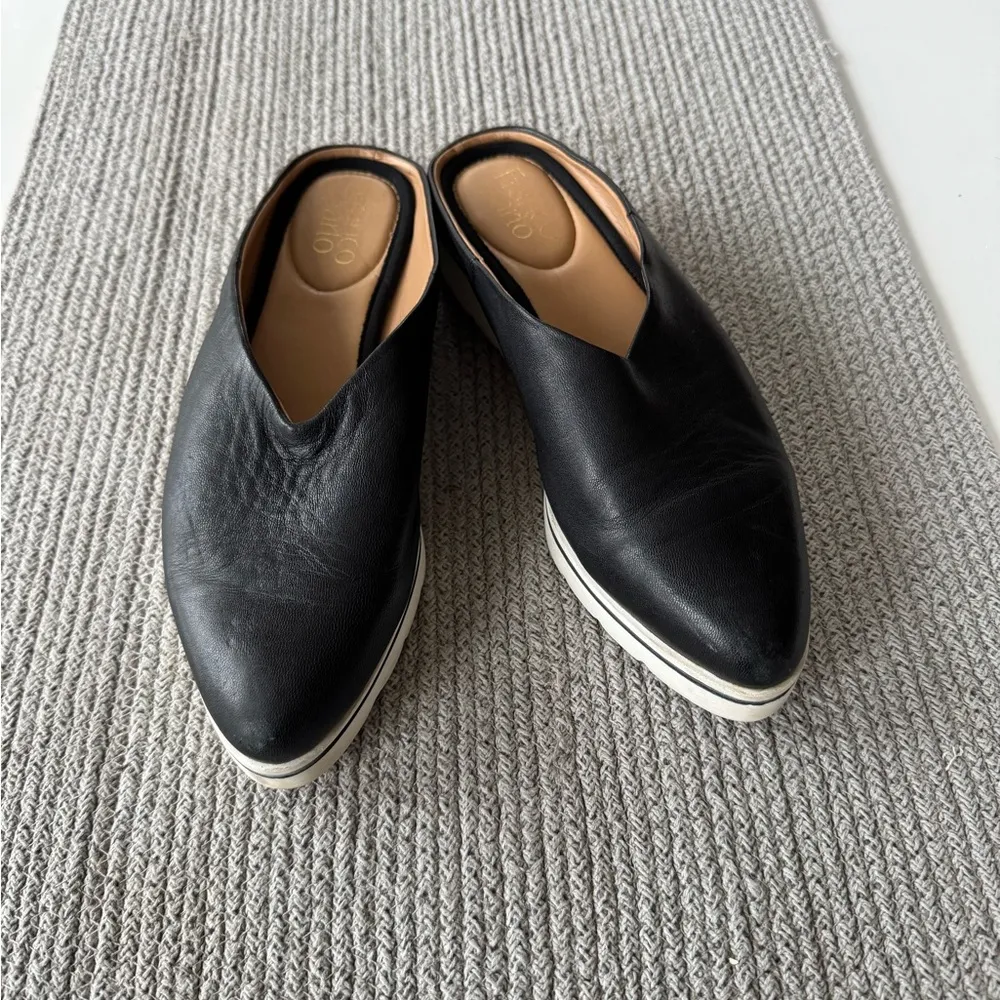 Franco Sarto Kaine Black Leather Pointed Toe Platform Mules Size 7 - Image 6
