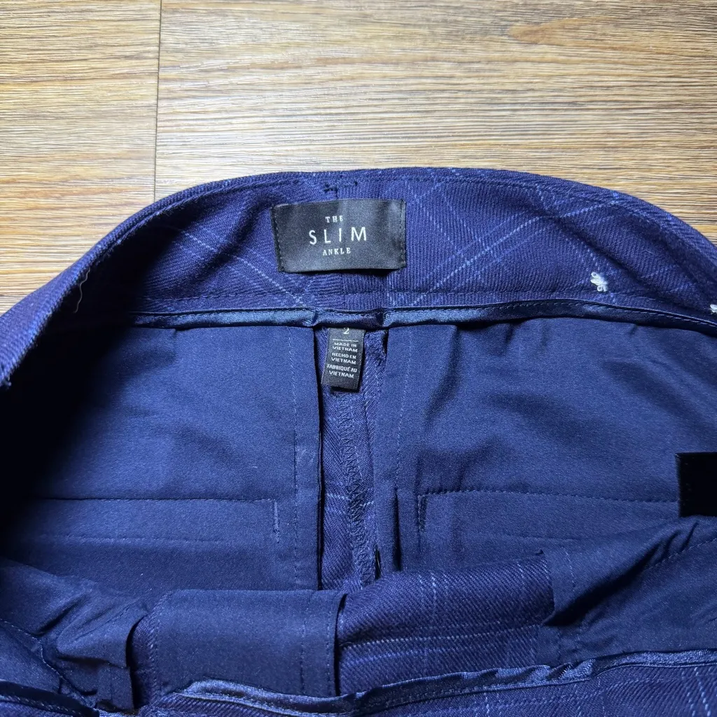 NWOT White House Black Market Blue Plaid Pants The Slim Ankle Size 2 - Image 3