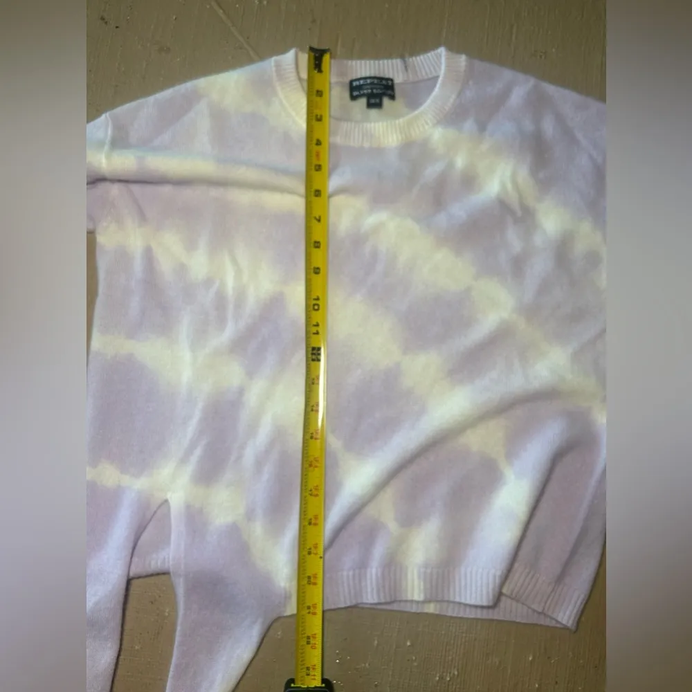 Repeat Cashmere Silver Edition Lavender TieDye Style Sweater with Waist Tie Smal White - Image 10