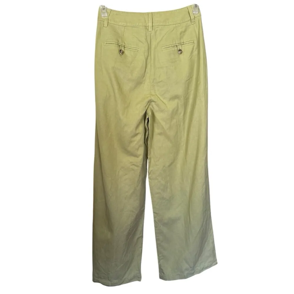 NWT Madewell The Harlow Wide Leg Pant In Lemongrass Green Lyocell Linen Size 0 - Image 5