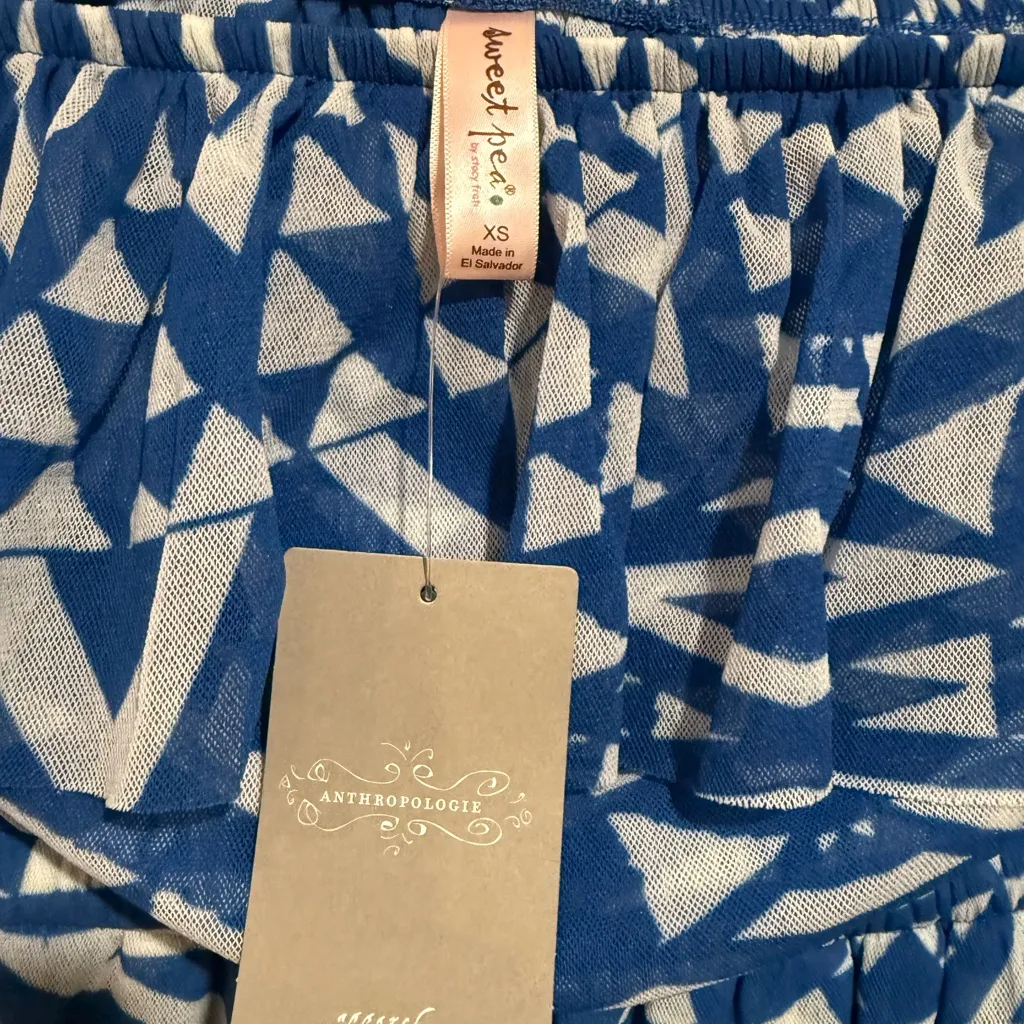 Anthropologie Blue and White Abstract Dress - Image 2