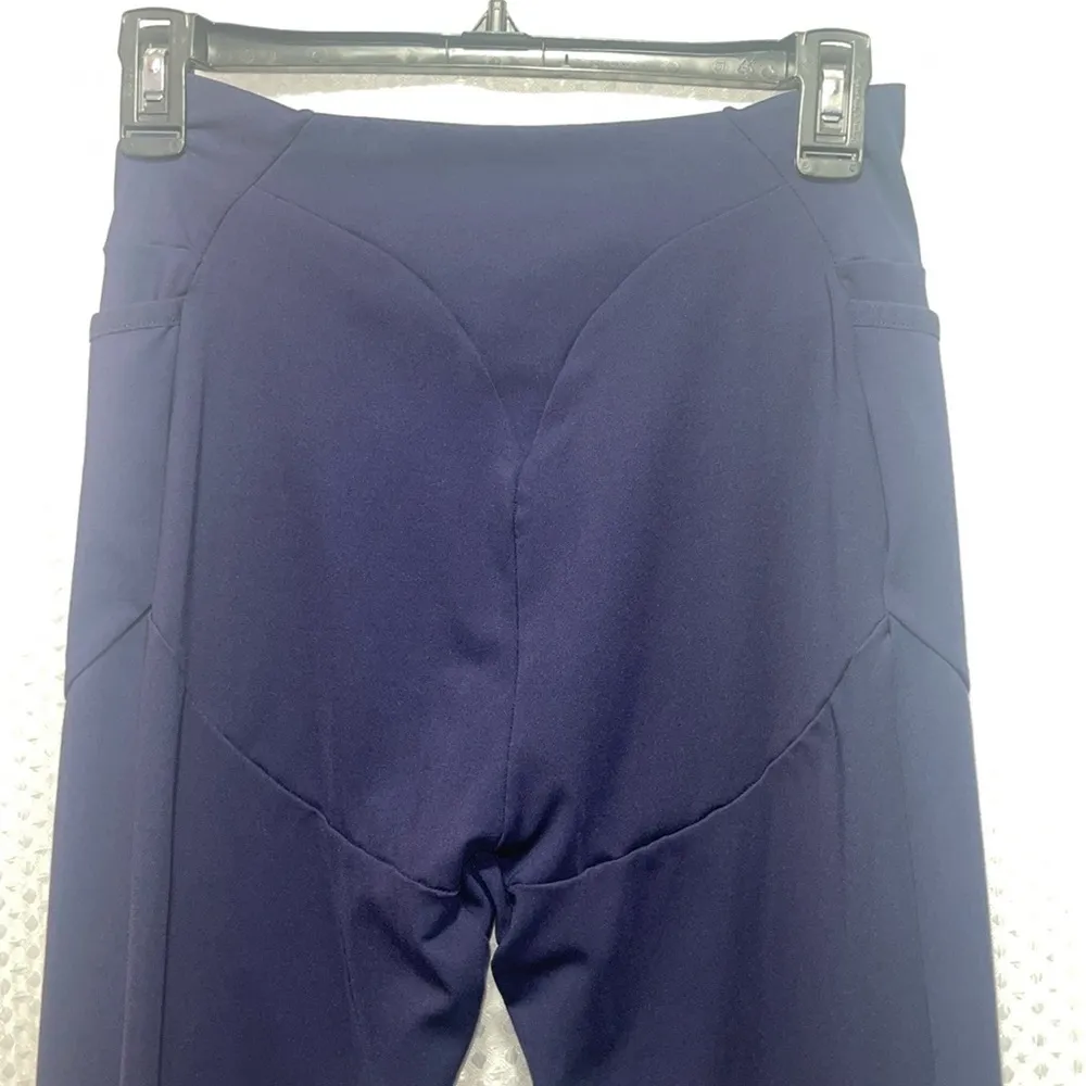 GYMSHARK Women Sport Leggings M Blue Yellow Stretch Pocketed Activewear Gym - Image 6