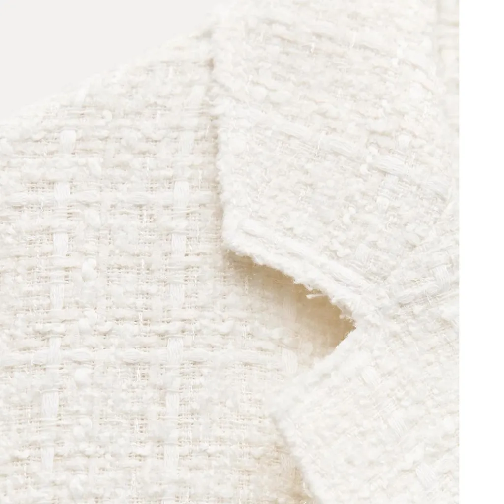 NWT ZARA Mettallic Boxy Textured Oversized Blazer White Bloggers Face - Image 8