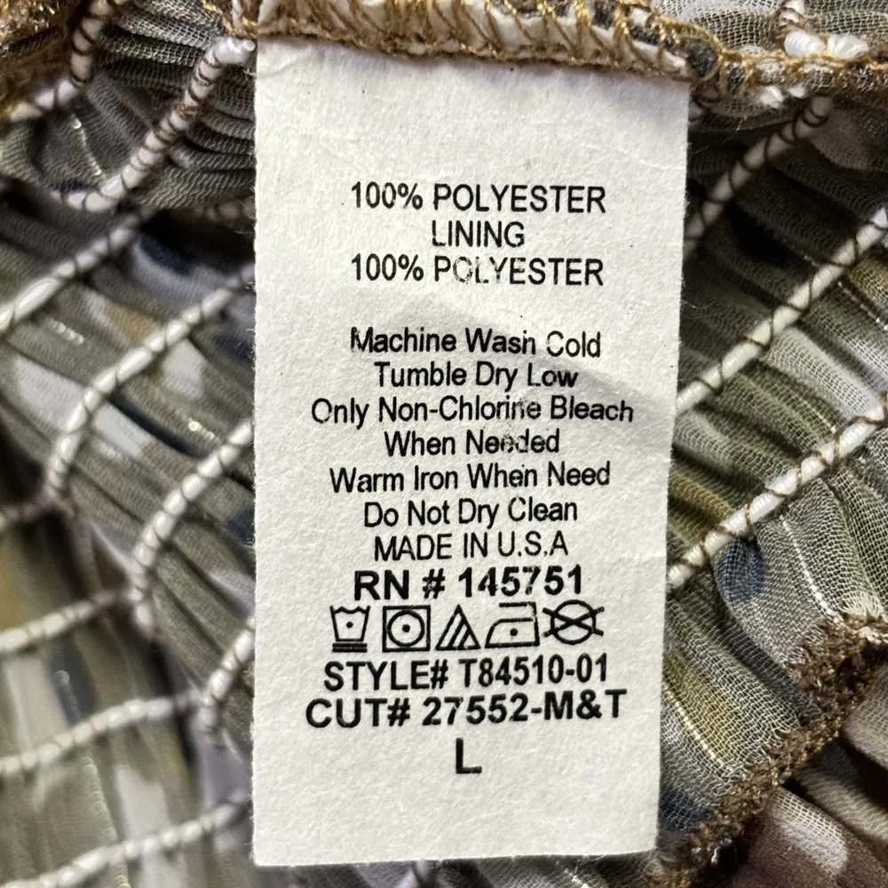 PEACH LOVE BOHO CROP CHIFFON SURPLICE BROWN TOP NWT BOW SMOCKED HEM & SLEEVES - Image 5