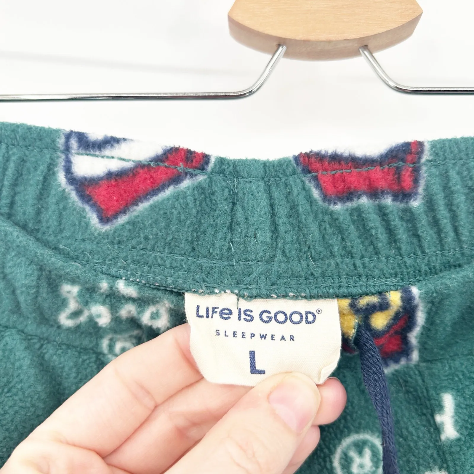 Life Is Good Womens Christmas Dog Santa Hat Fleece Lounge Sleep Pajama Pants L - Image 5