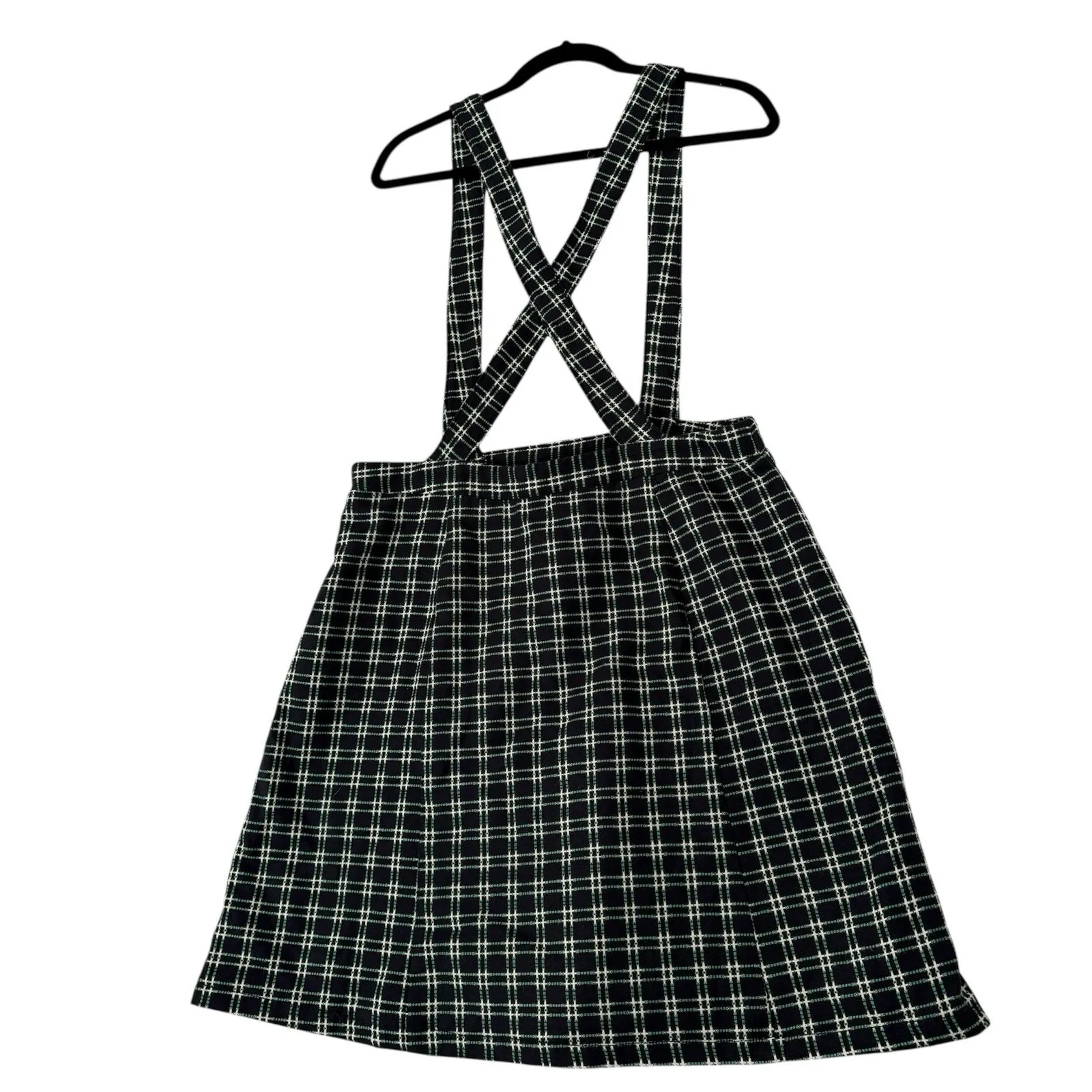 Anthropologie Maeve‎ Green Plaid Pinafore Skirt Overalls Suspender Size 14 - Image 2
