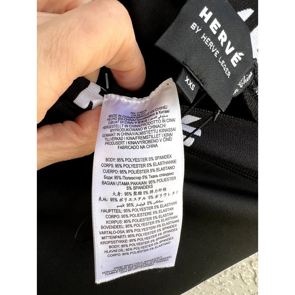 NWT Herve By Herve Leger High Rise Logo Pull On Leggings Black Women's Size XXS - Image 8