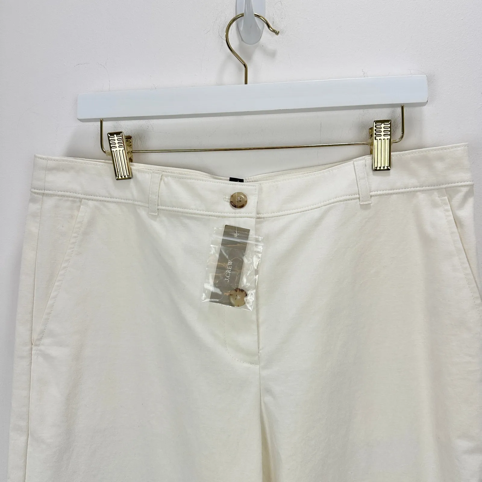 J.Crew Full Length Wide Leg Trouser Cotton Linen Cotton Blend Ivory US 12 NWT - Image 8
