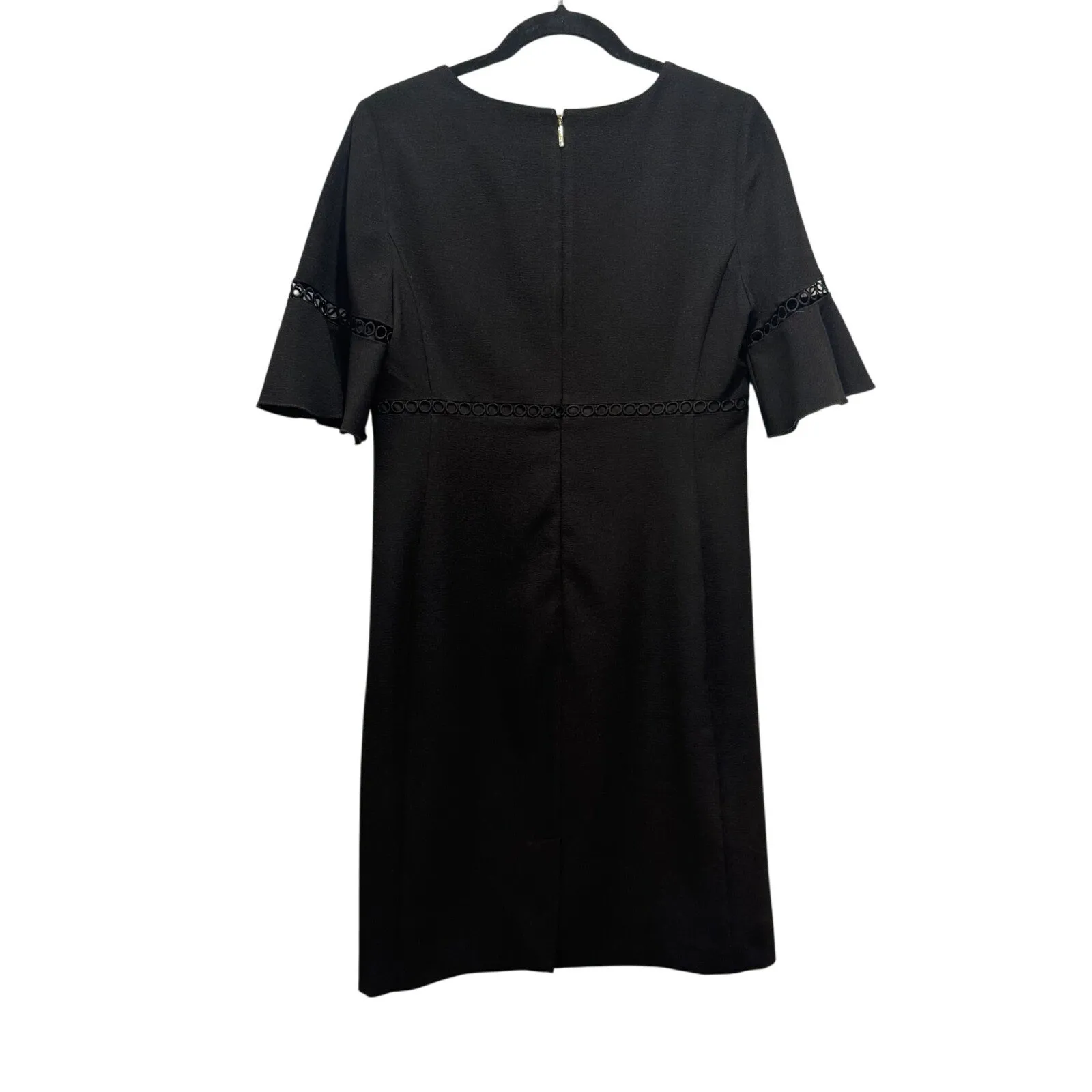 Karl‎ Lagerfeld Paris Black Dress Size 8 V-Neck Flared Sleeve Career Cocktail - Image 6