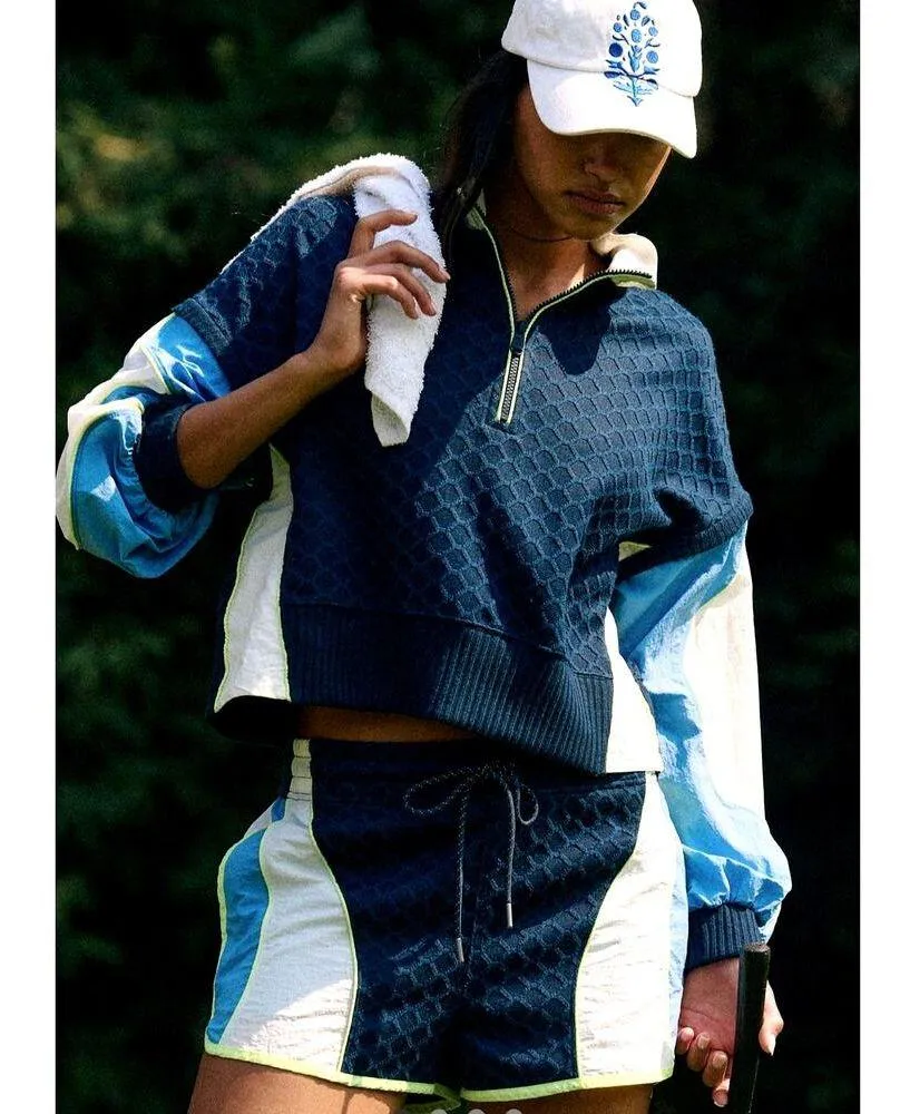 Free People Full Count Convertible Sweatshirt Blue Combo M - Image 4