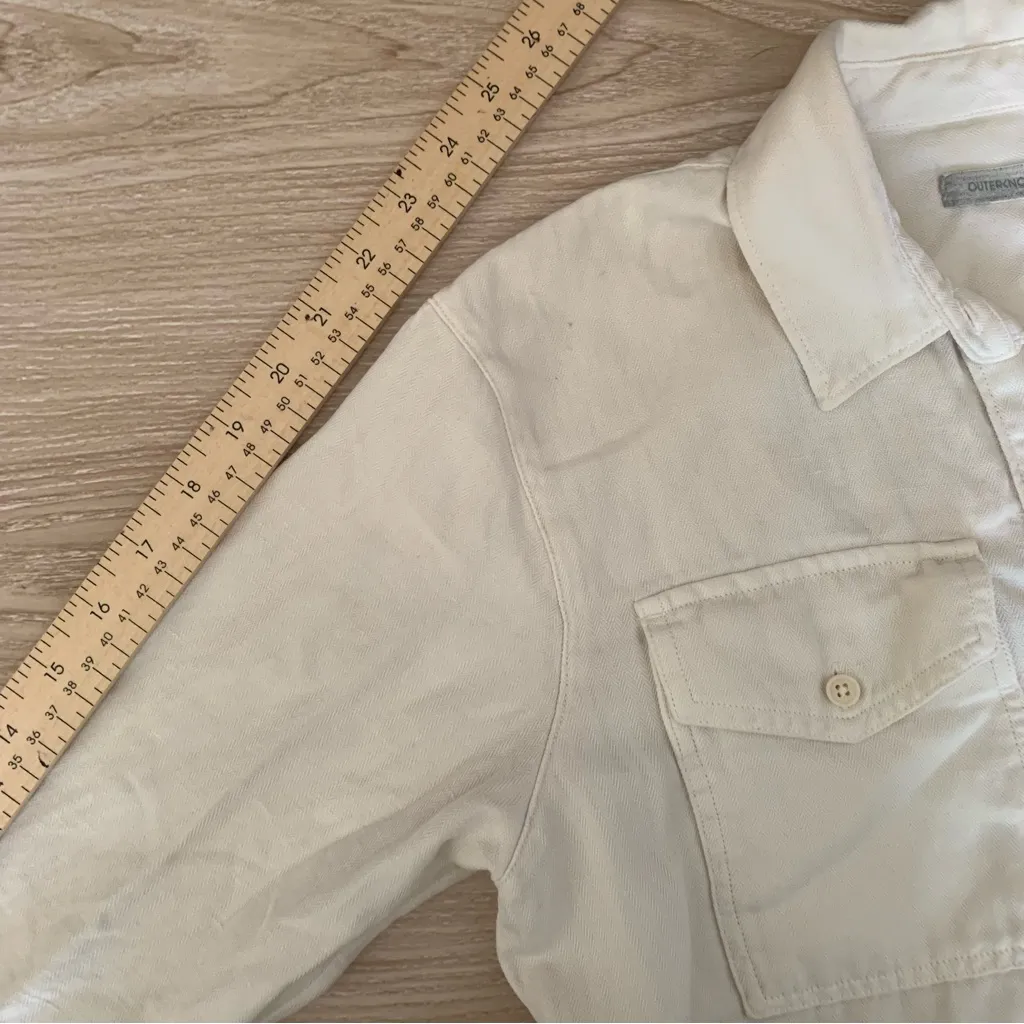 Outerknown XS Utility Shirt Long Sleeve Button Up Tunic Shirt Cream Ivory - Image 12