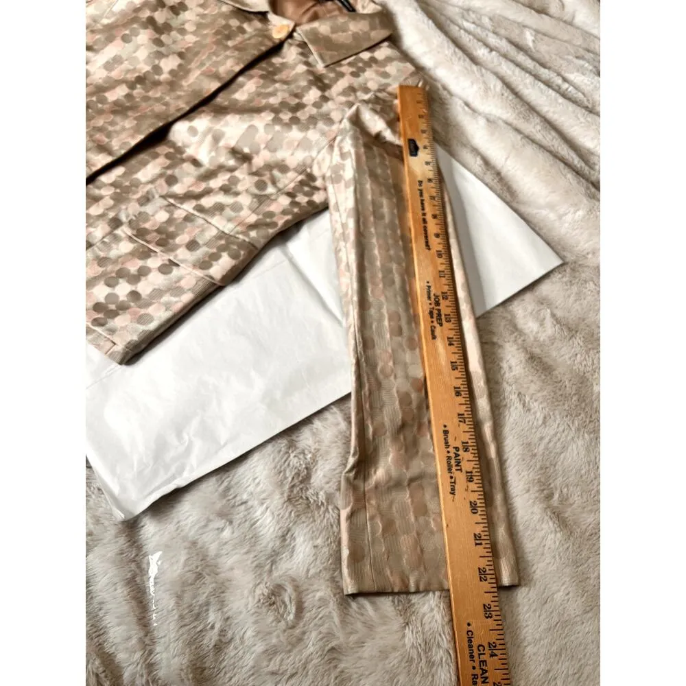 Ellen Tracy womens size 6 blazer silk geometric pattern peach/beige Girlboss - Image 5