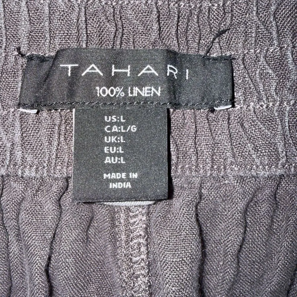 Tahari Brown High Rise Linen Straight Leg Lagenlook Pants Size Large #721 - Image 7