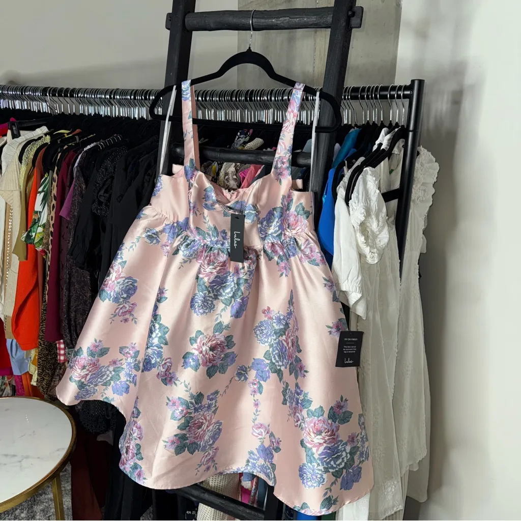 Lulus Unbelievably Lovely Pink Floral Babydoll Empire Waist Mini Dress - Image 7