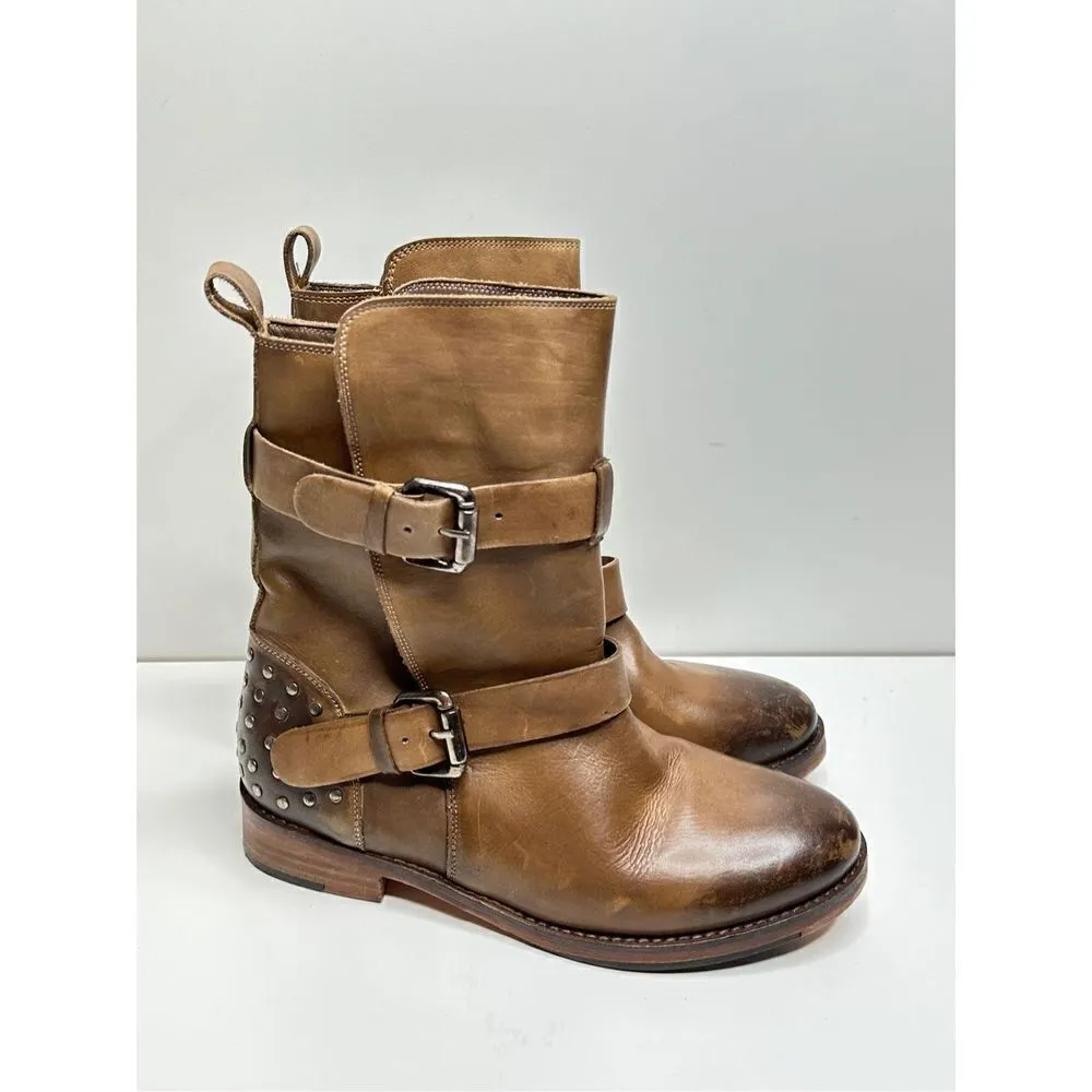 Vintage Foundry Co Distressed Leather Sherry Buckle Boots Vintage Inspired 6 Brown - Image 4