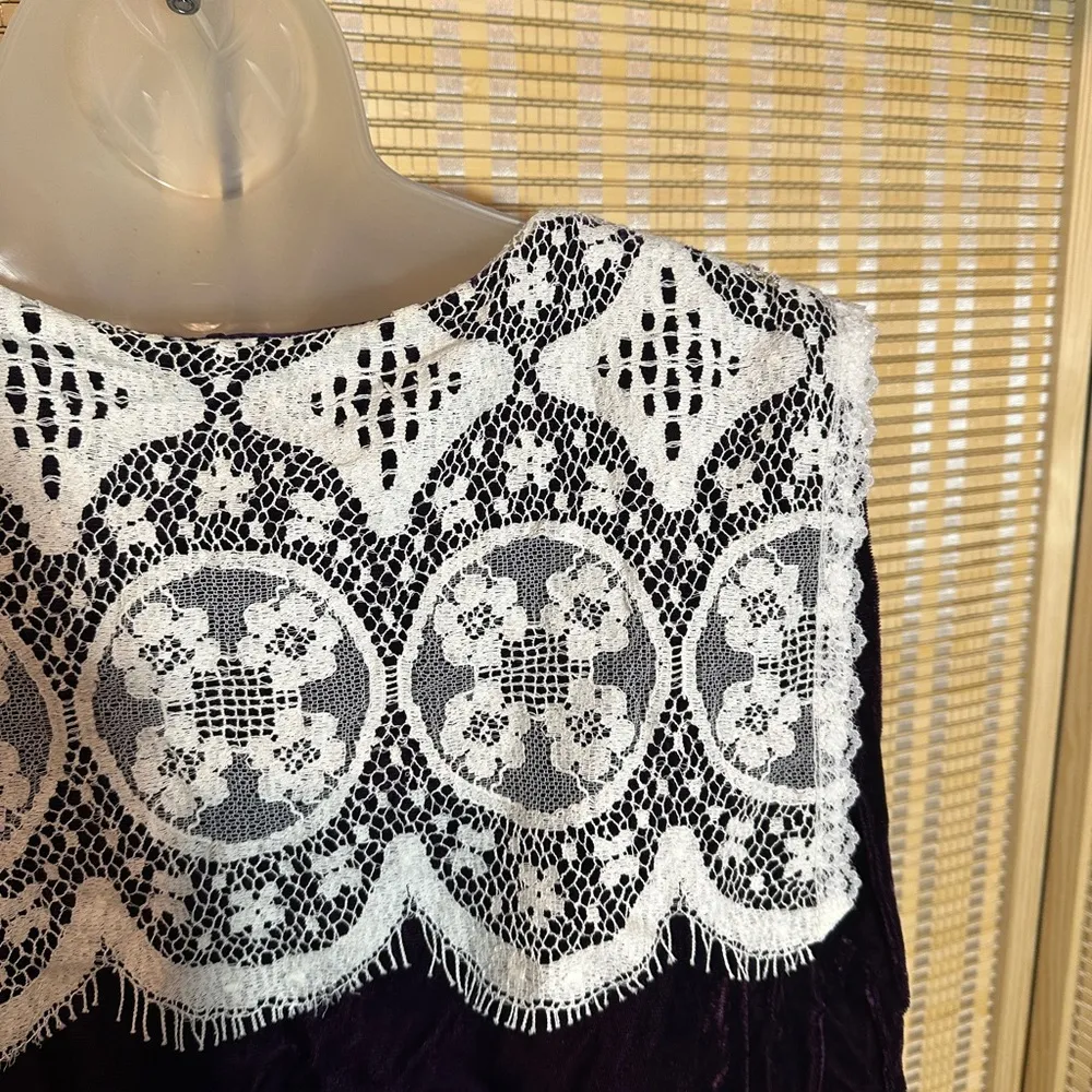 Gunnies Gunne Sax by Jessica McClintock Vintage Purple Velvet Jacket Lace Trim 5 - Image 10