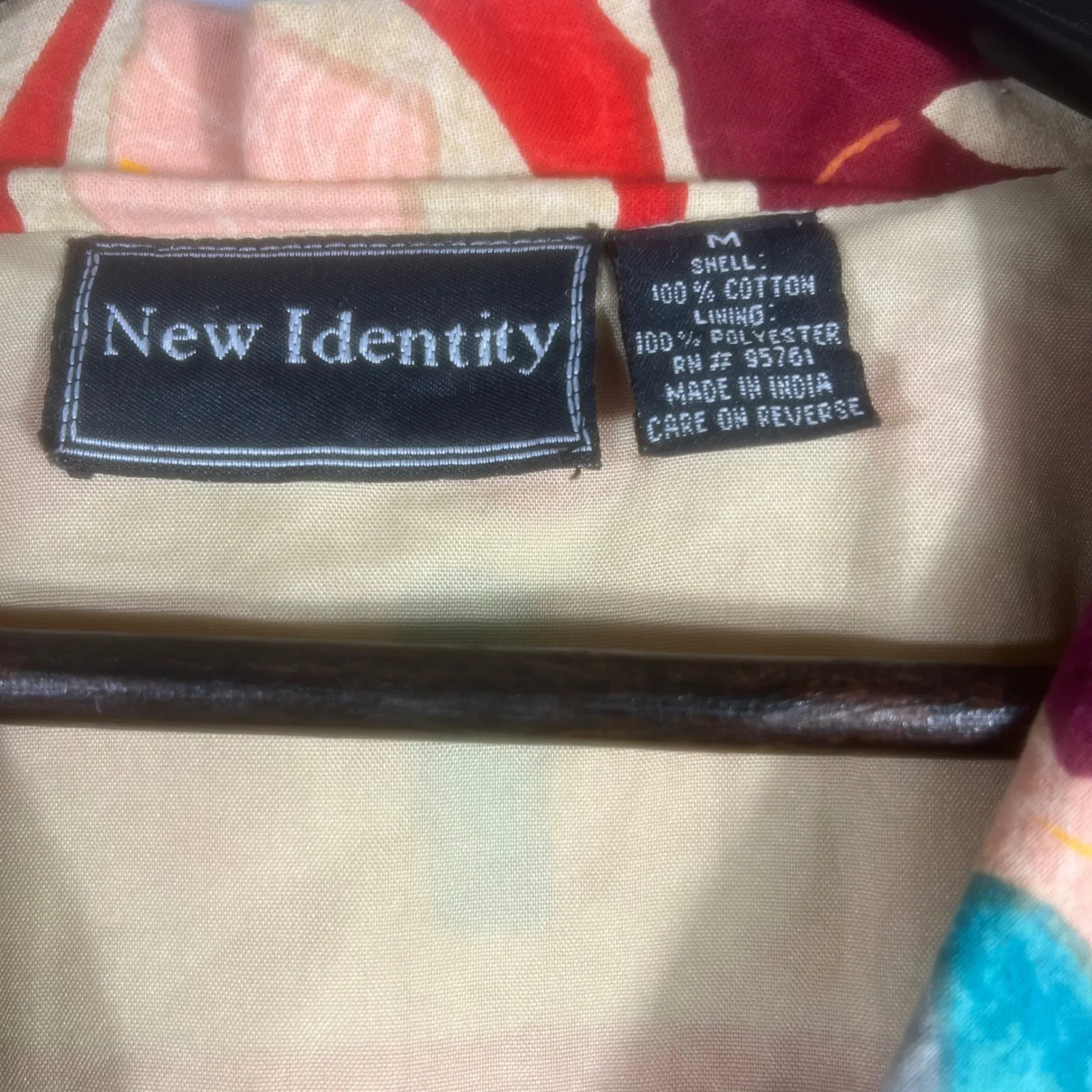 VTG New Identity Women's Jacket Size‎ M Colorful Appliqué Cotton Boho India Size M - Image 5