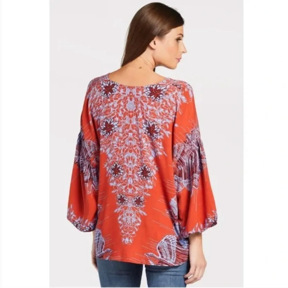 Free People Birds Of A Feather Floral Blouse Womens Small - Image 2