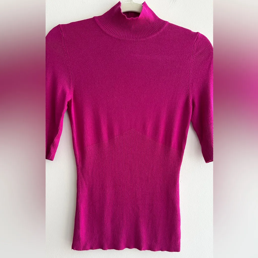 Express Design Studio Fuchsia Keyhole Back Mockneck Sweater, Size XS - Image 3