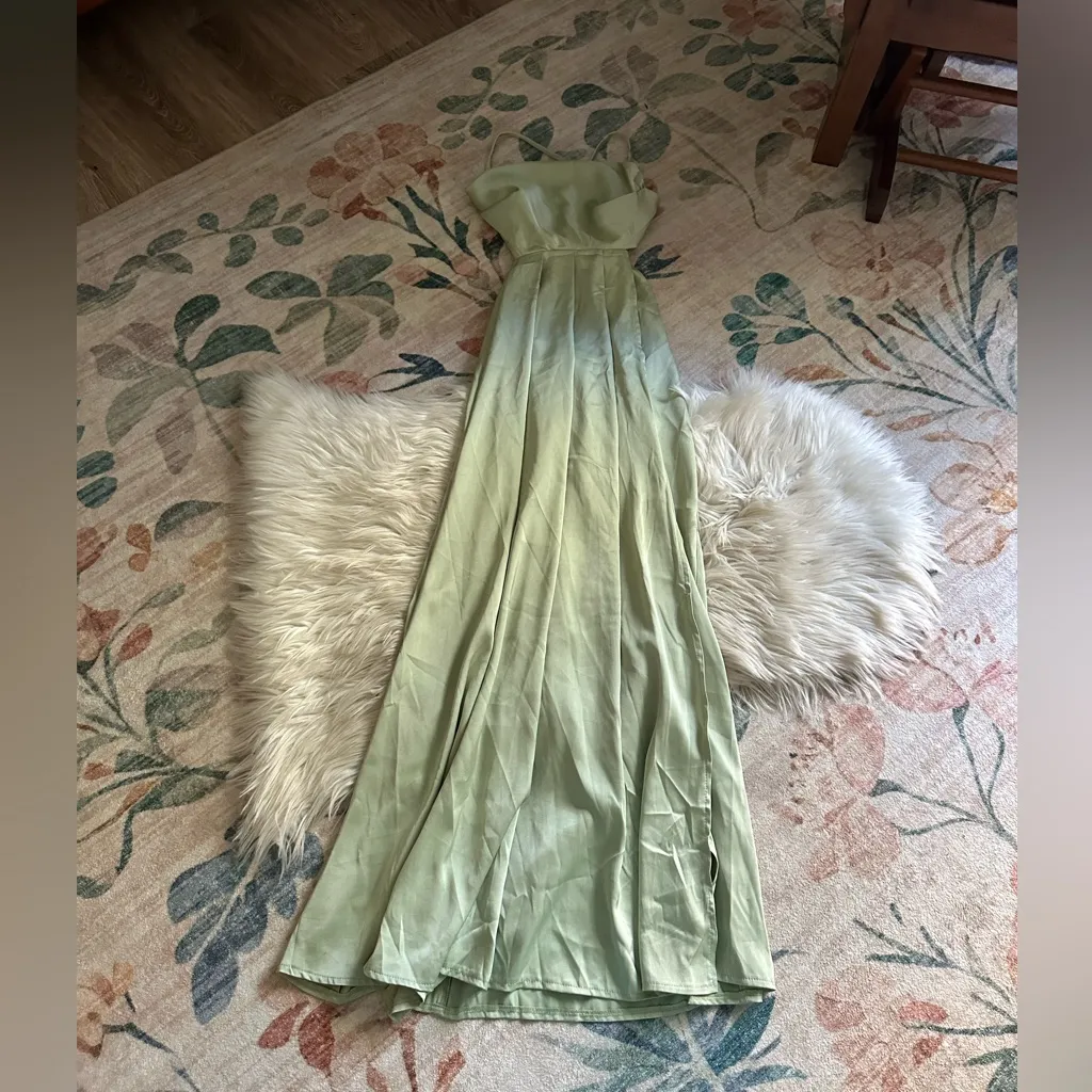 HELLO MOLLY Reveal Your Mind Midi Dress In Sage Green Satin - Image 10