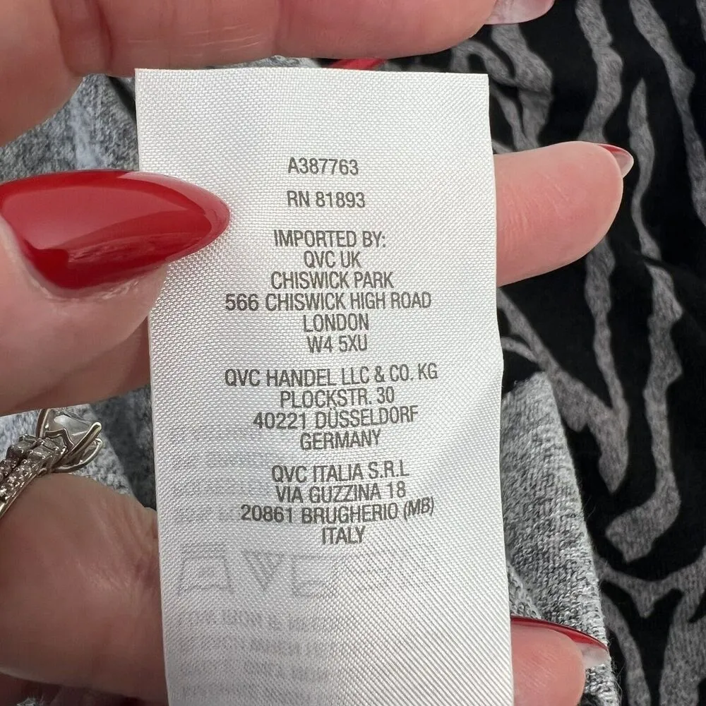 Susan Graver Weekend Plus Size 2X Animal Printed Cowl Neck Sweater Knit Top Grey - Image 8