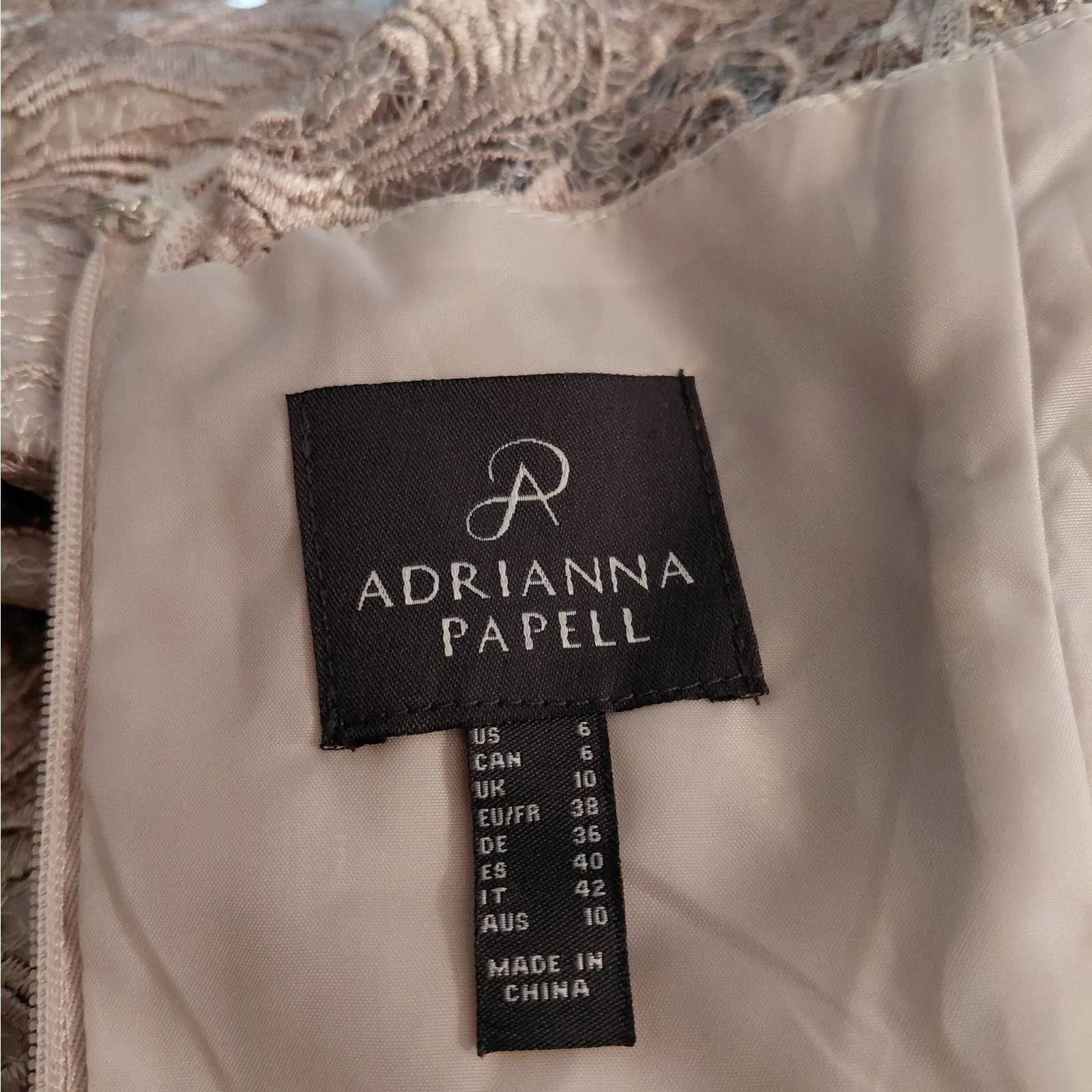 $299 Adrianna Papell Formal Evening Gown Size 6 Sequin Lace Dress Wedding Party - Image 10