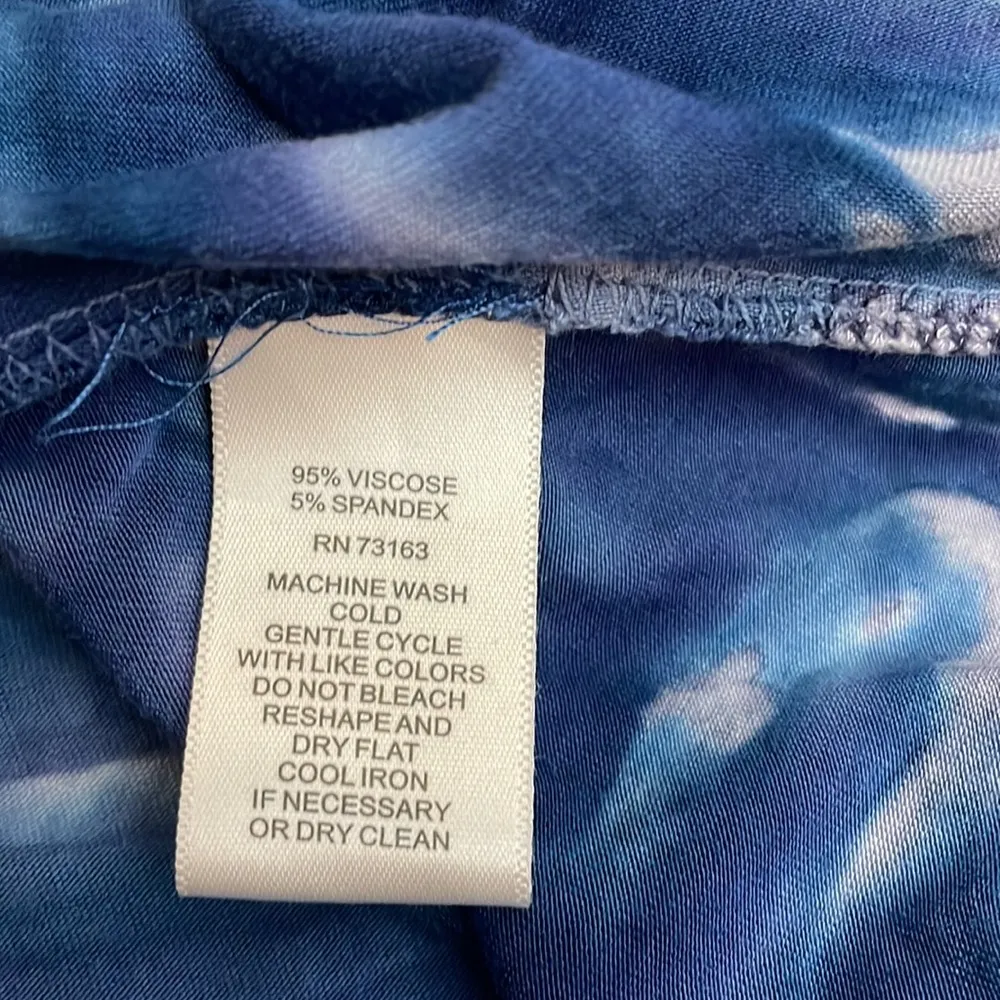 Shades of Blue White Tie Dyed Flare Sleeveless Midi Dress Size Small - Image 9