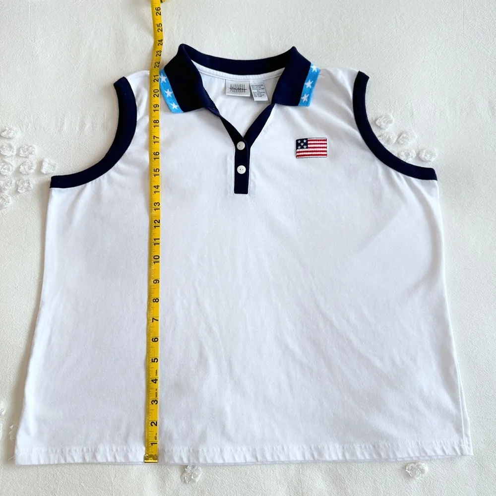 Vintage 80s  Americana USA Polo Tank - White - XL - Image 9