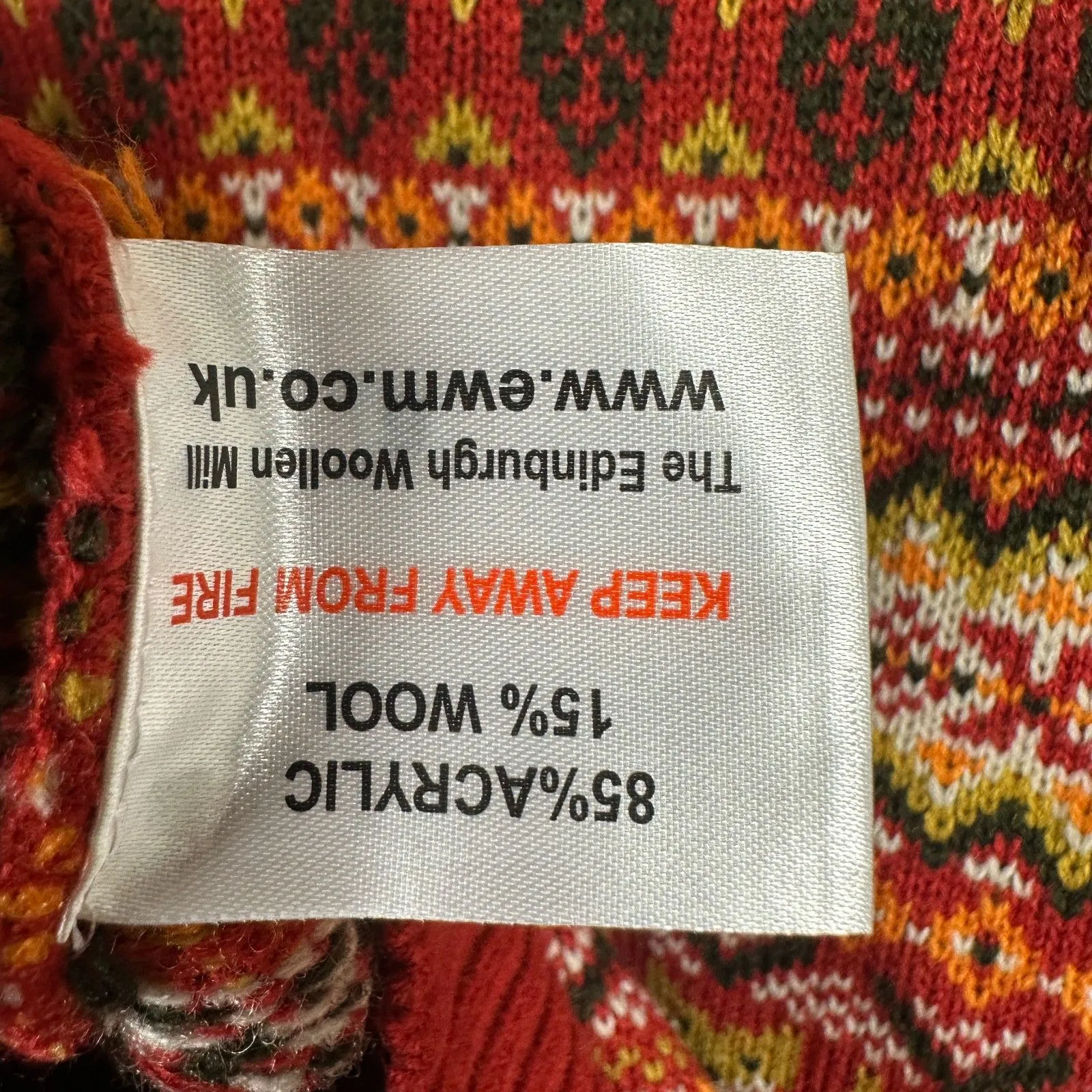 Country Rose Wool Blend Red Fair Isle Fox Print Knit Cardigan Women's Size 8 - Image 4