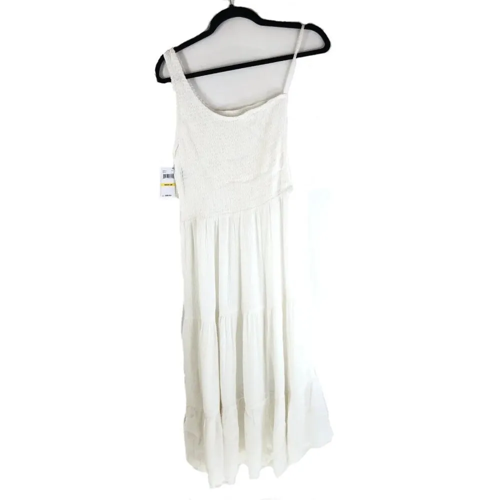 Becca by Rebecca Virtue Ponza Smocked One Shoulder Cover-Up Midi White M - Image 4