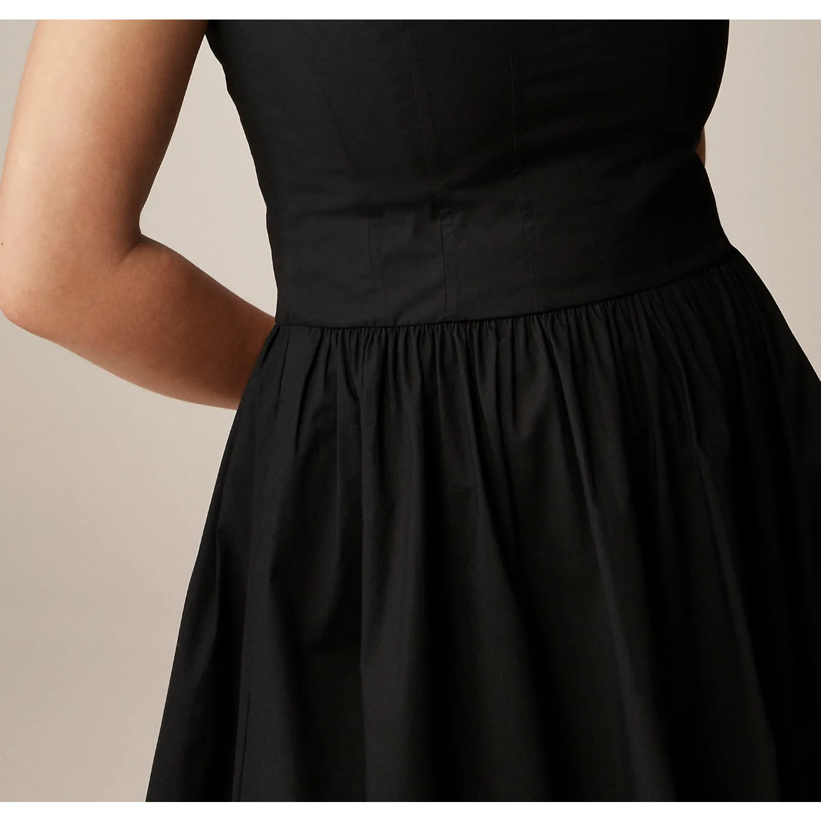 J.Crew Fit and Flare Midi Dress Cotton Poplin Minimalist A Line Black US 2 NWT - Image 3