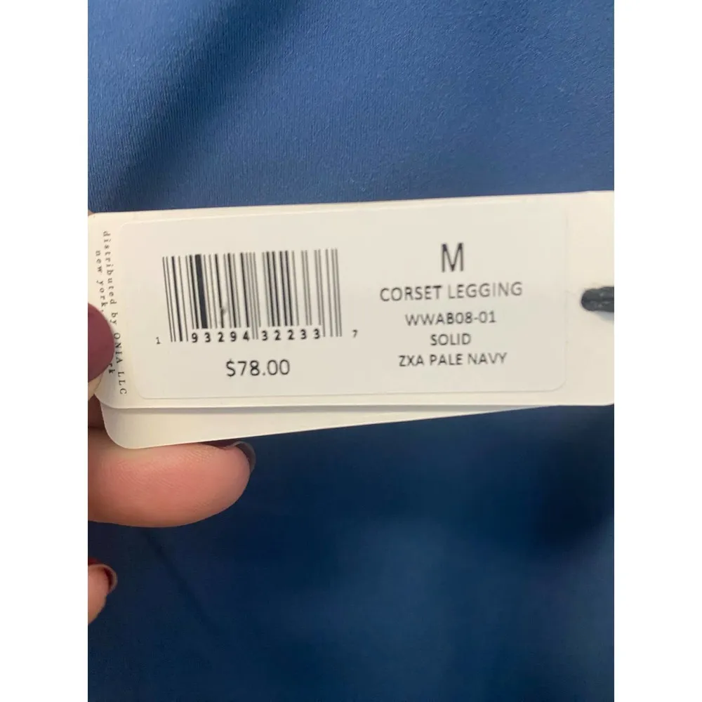 NWT We Wore What Corset Leggings MEDIUM Pale Navy High Waist Ankle Athletic - Image 4