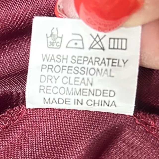 Nashalyly Women Velvet Wrap Dress M Burgundy Long Sleeve Front Slit Luxe Holiday Red Size L - Image 8