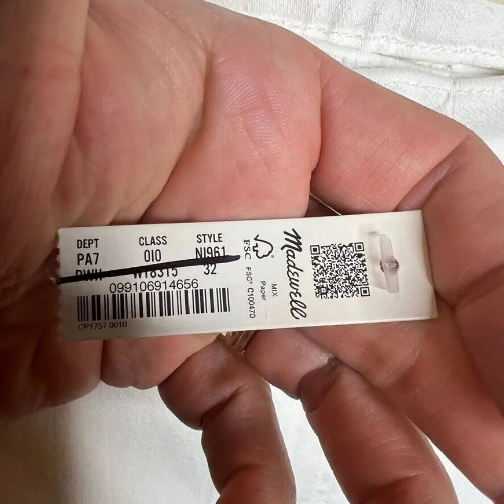 Madewell $128 Kick Out Crop jeans in Pure White Size 32 NI961 - Image 7