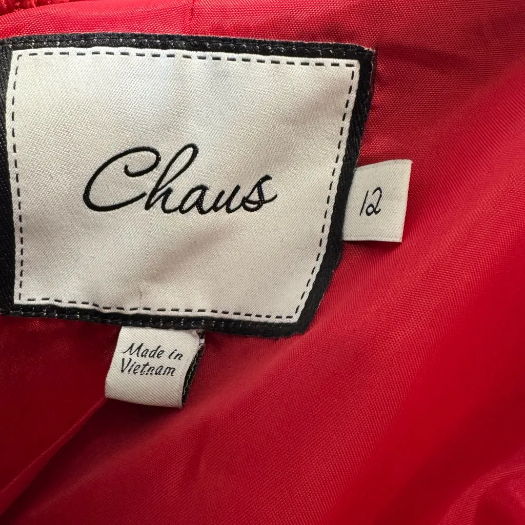 Chaus Red Textured Cropped Jacket (Size 12) - Image 4