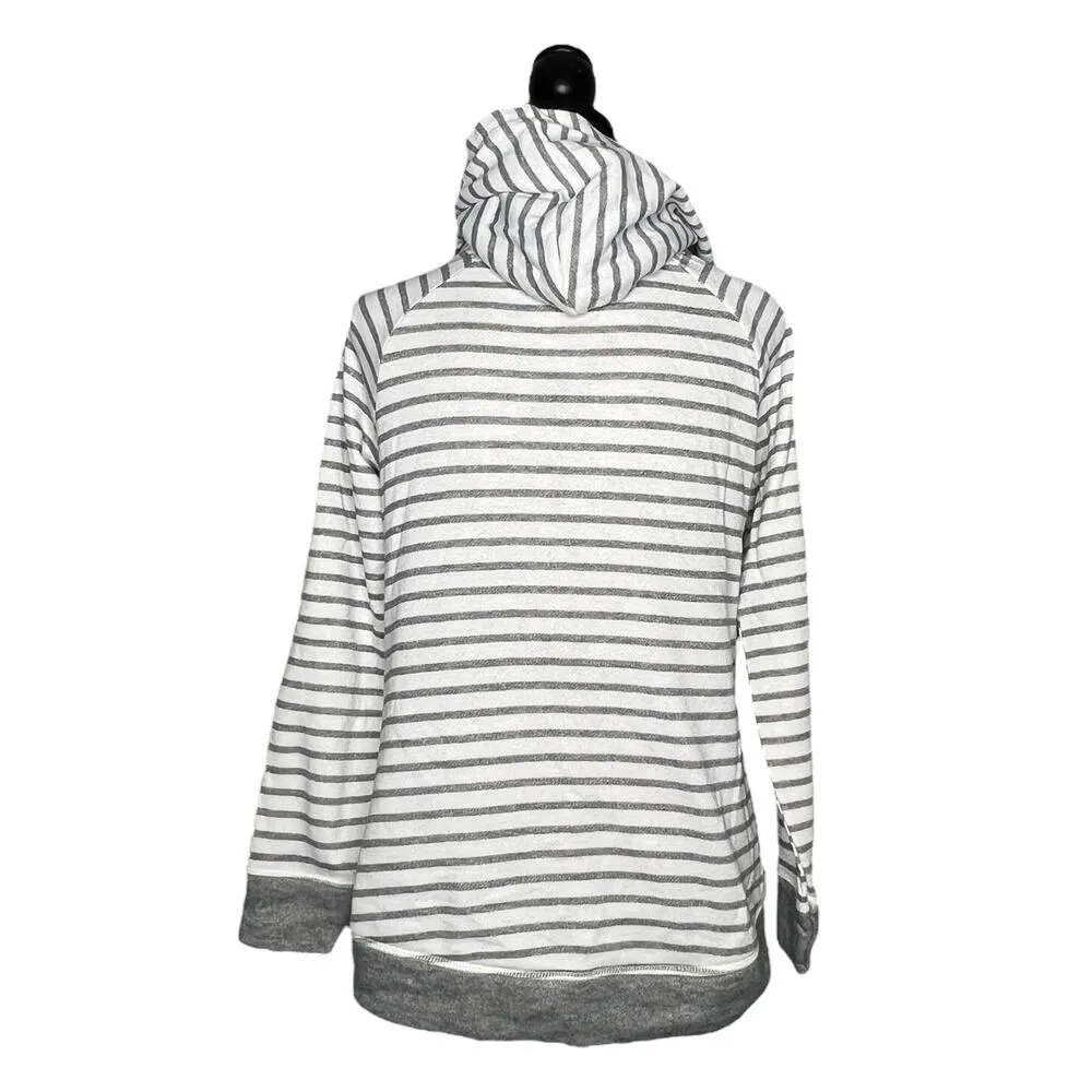 Maurices SMALL Stripe Zipper Detail Oversize Cowlneck Pullover Hooded Sweatshirt - Image 5