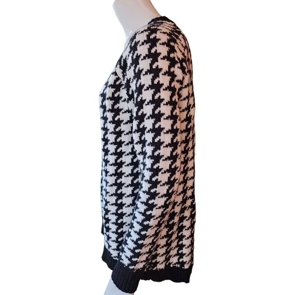 Kensie Black & White Houndstooth Sweater (S) - Image 3