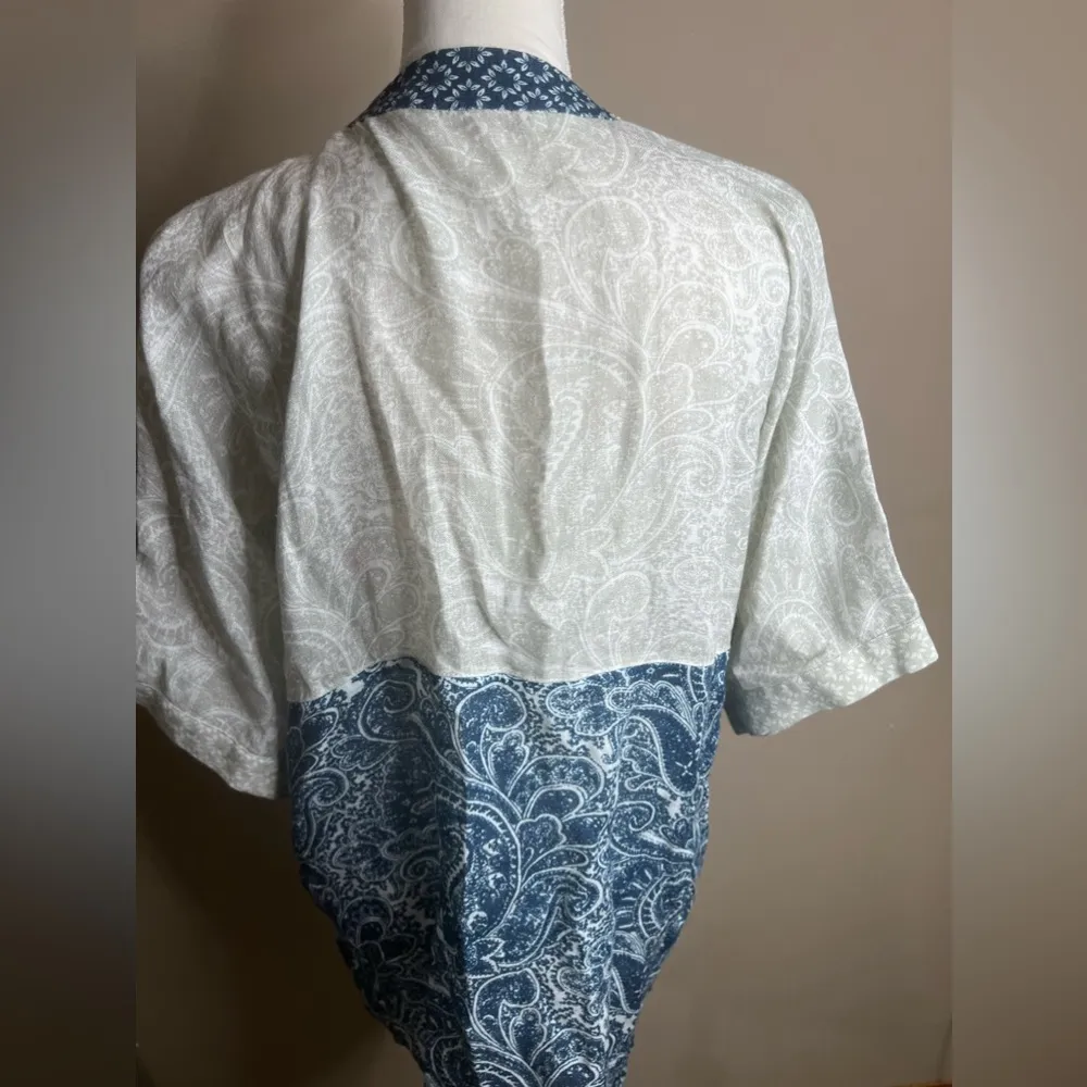 Soft surroundings still waters linen kimono size s/m - Image 12