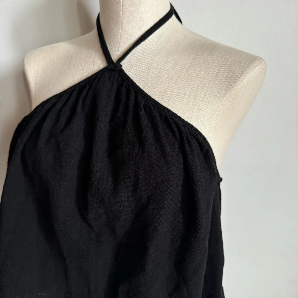Zara Black crop top wrapped tie around the neck NWT Size Medium - Image 4