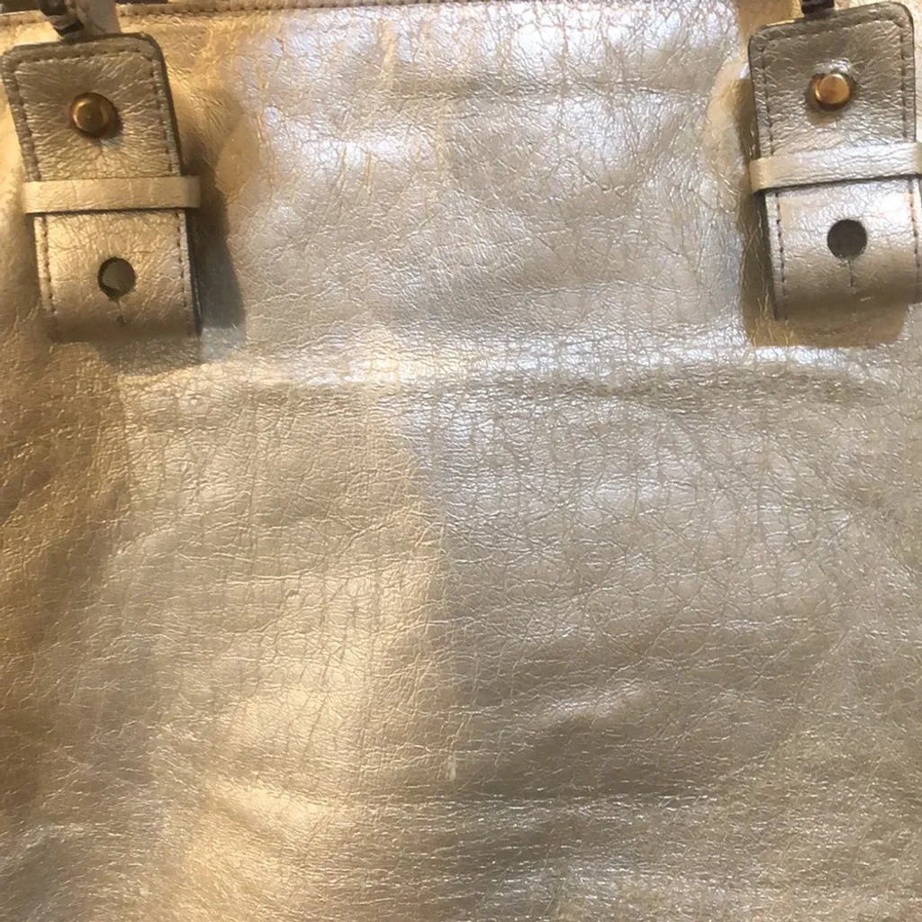 CHLOE Eclipse Oversized Ivory Silver Gold Tote Shoulder Bag Exterior Zip Pockets - Image 4