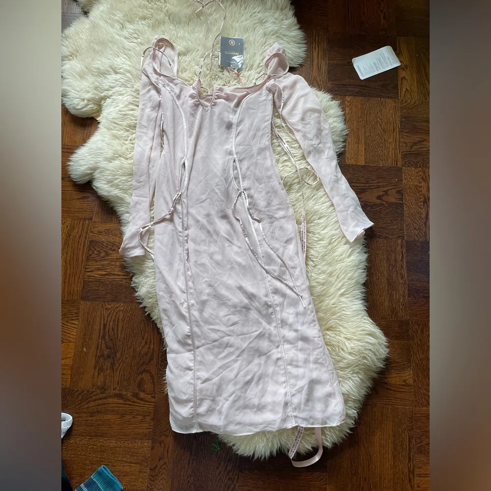 NWT HOUSE OF CB 'Ophelia' Crystal Cutout Midi Dress dusty pink balletcore sheer - Image 8