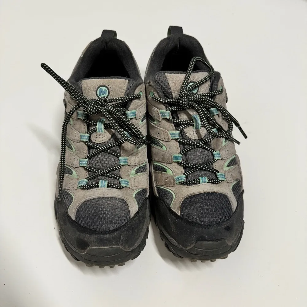 Merrell - Women's Moab 2 Waterproof Lace Up Hiking Shoe in Gray & Mint Green - Image 6