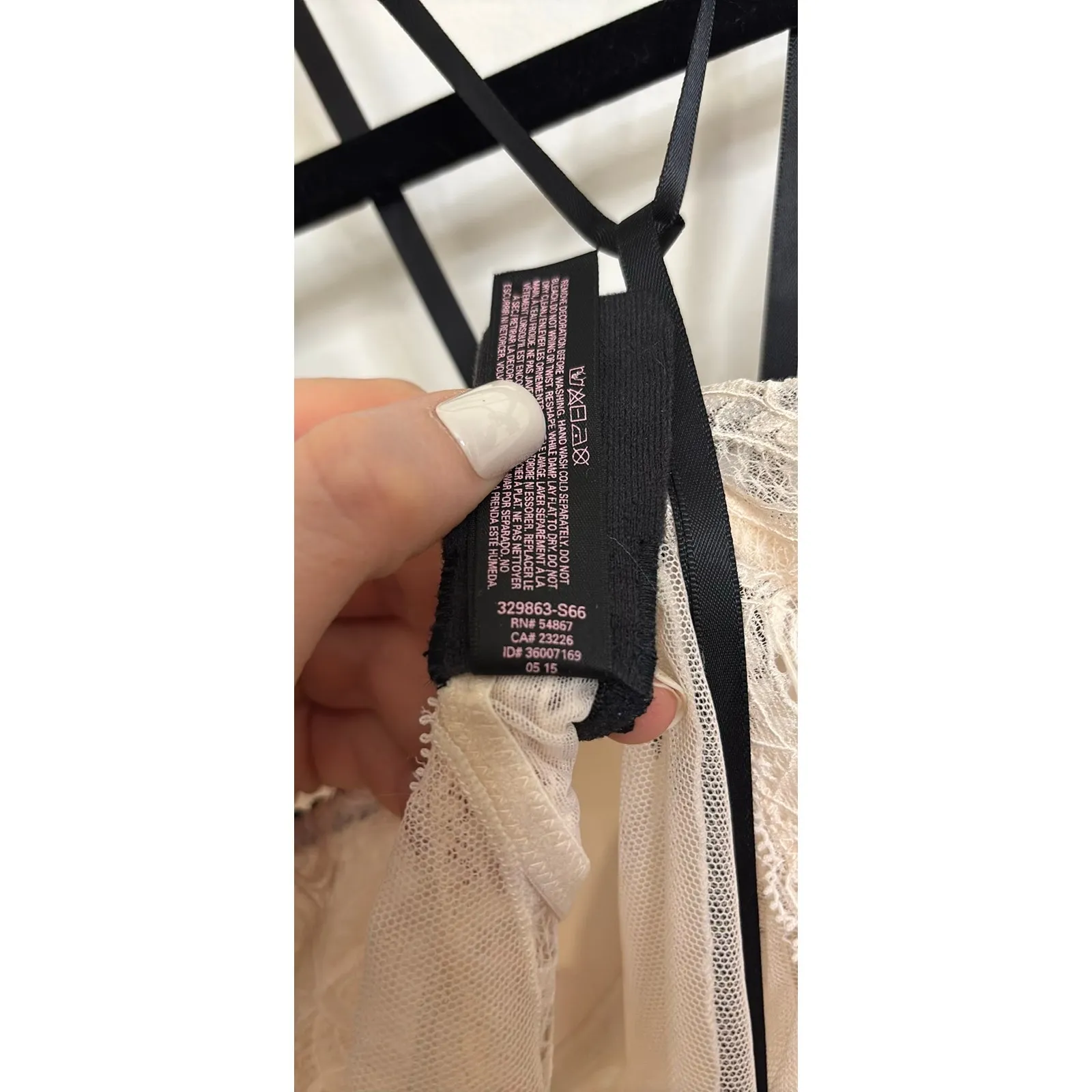 Victoria's Secret Babydoll Womens 36B Blush Pink Black Lace Padded Underwire - Image 6