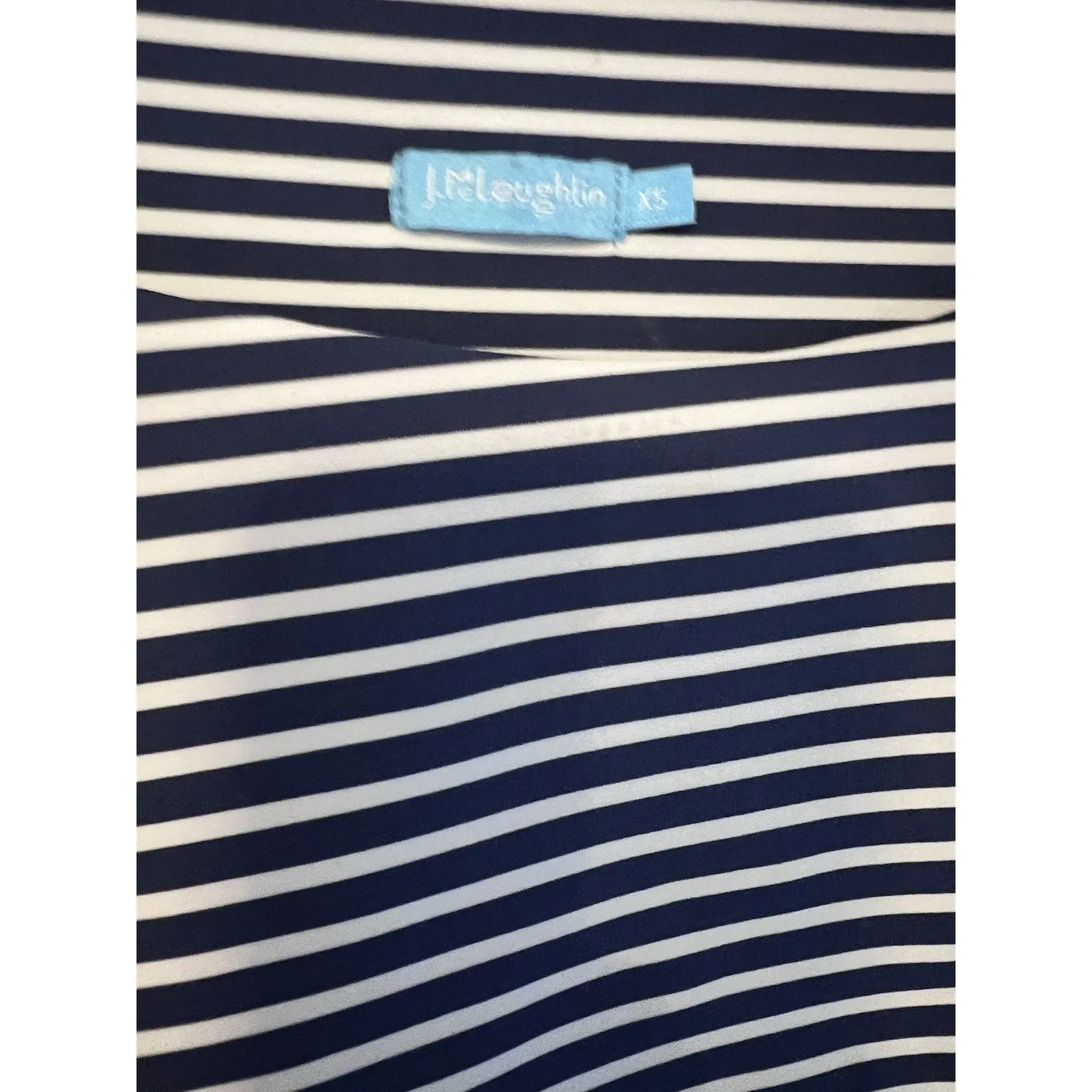 J McLaughlin Tiered Catalina Nautical Dress XS Blue White Stripes Boat Stretchy - Image 2