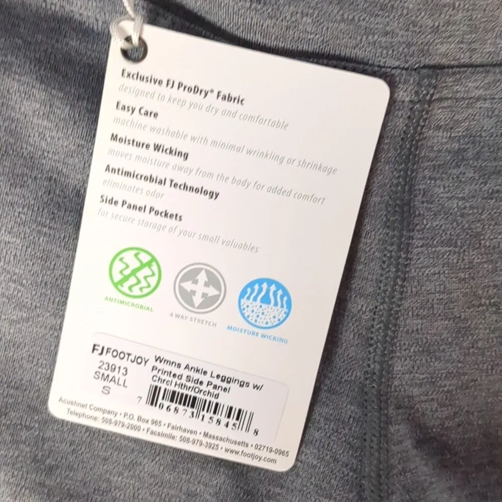 Footjoy lavender gray white ankle leggings size small - Image 3