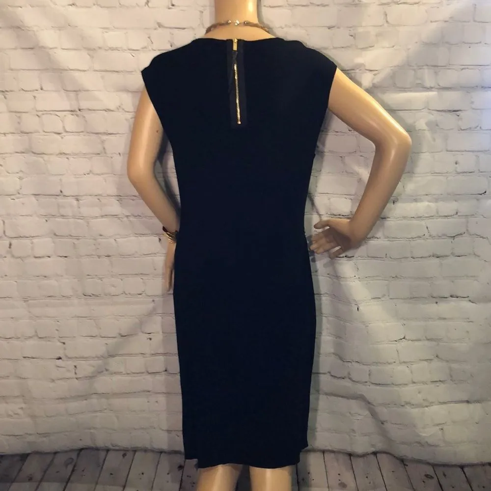 Vince Camuto Shift Sweater Dress B&W Check Pattern L - Image 6