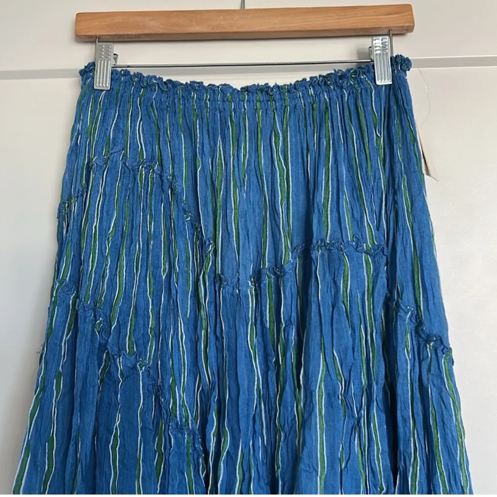 FREE PEOPLE EMBER TIERED STRIPED MIDI
SKIRT SIZE L MSRP $128.00 NWT - Image 3